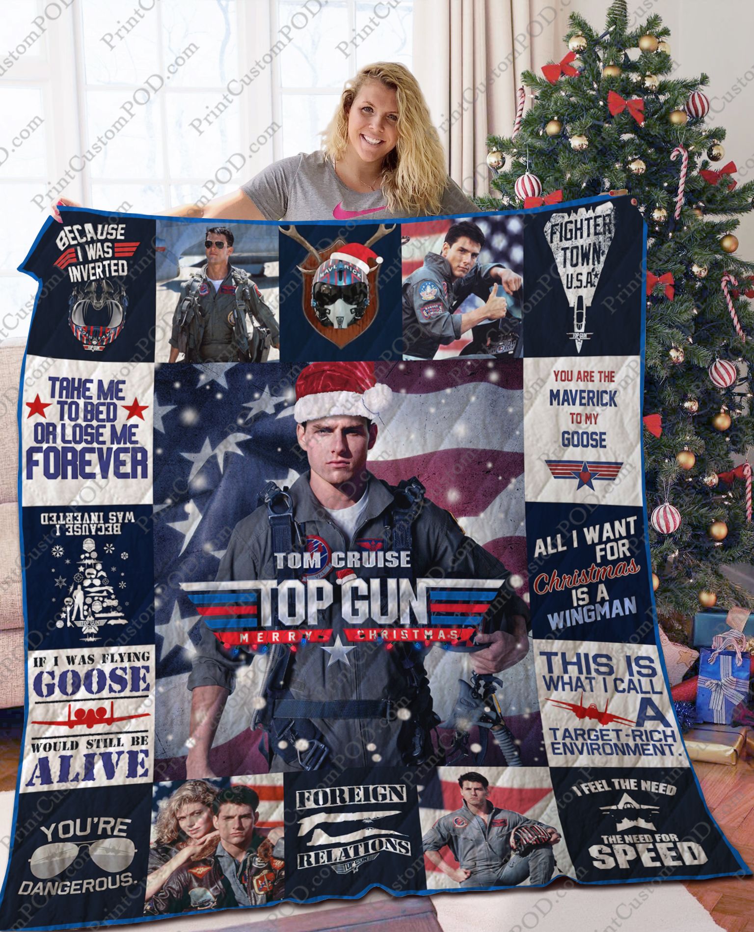 Mofi -Top Gun Christmas Quilt Blanket