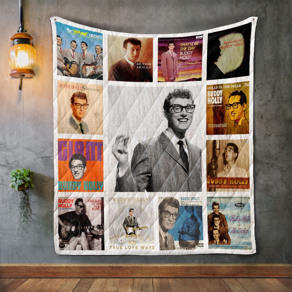 Buddy Holly Album Covers Quilt Blanket
