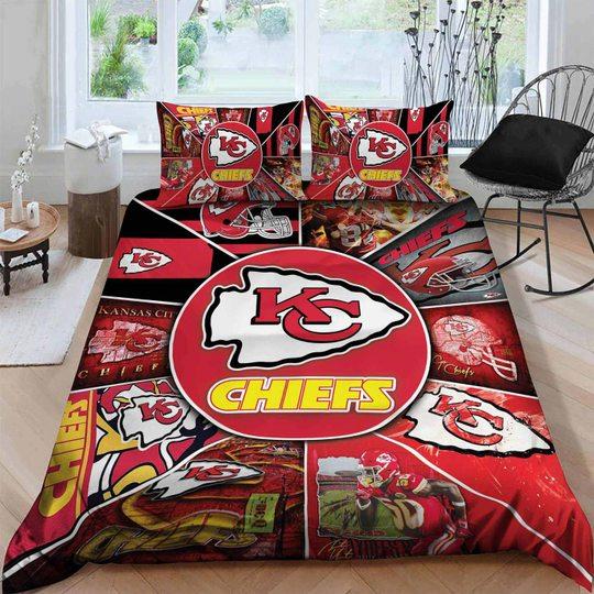 BEST Kansas City Chiefs NFL logo red Duvet Cover Bedding Set2