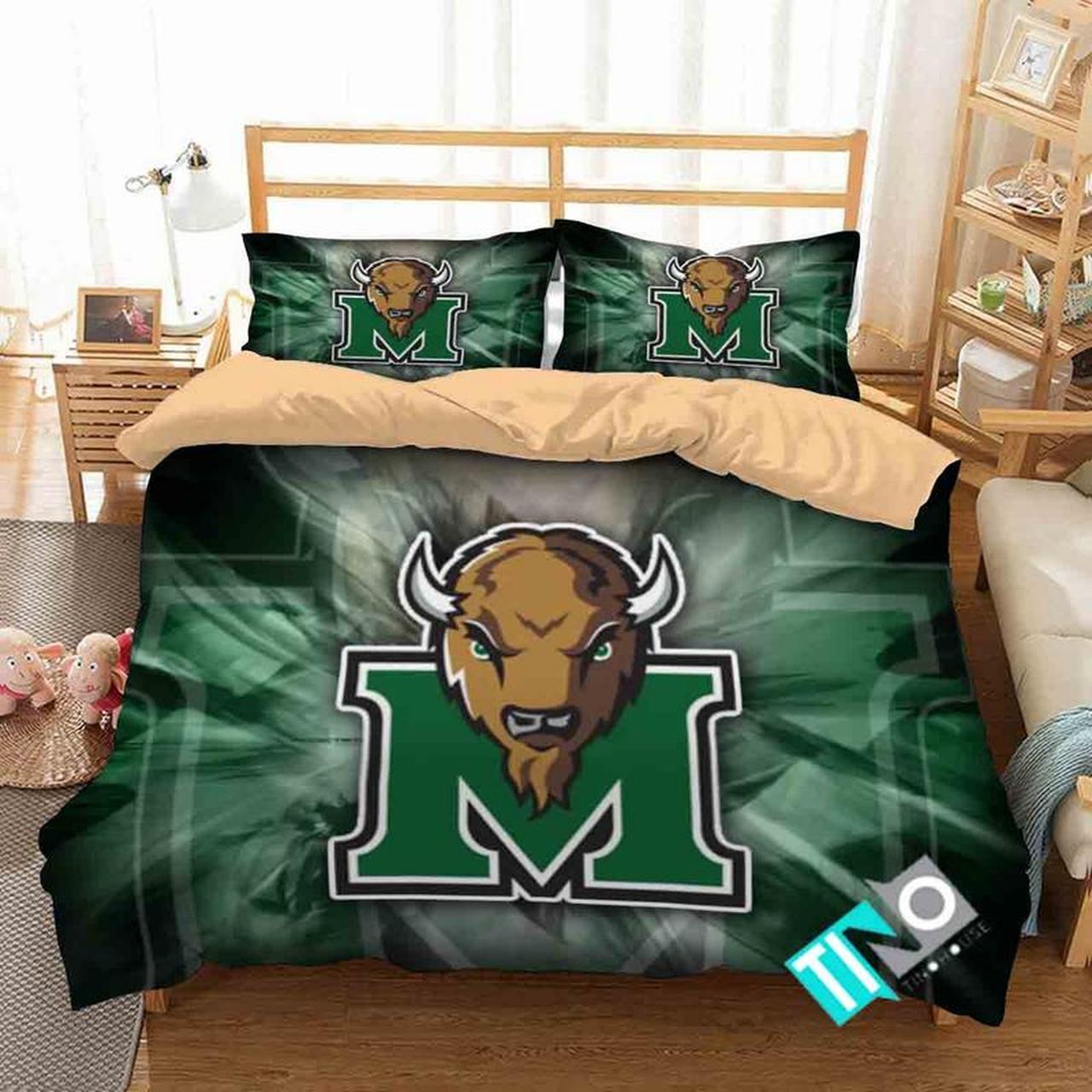 BEST Marshall Thundering Herd Logo NCAA Duvet Cover Bedding Set2