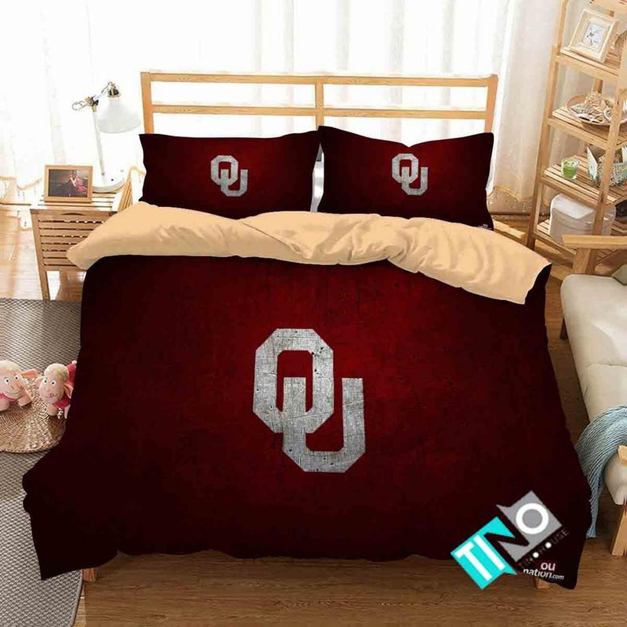 BEST Oklahoma Sooners NCAA logo red Duvet Cover Bedding Set1