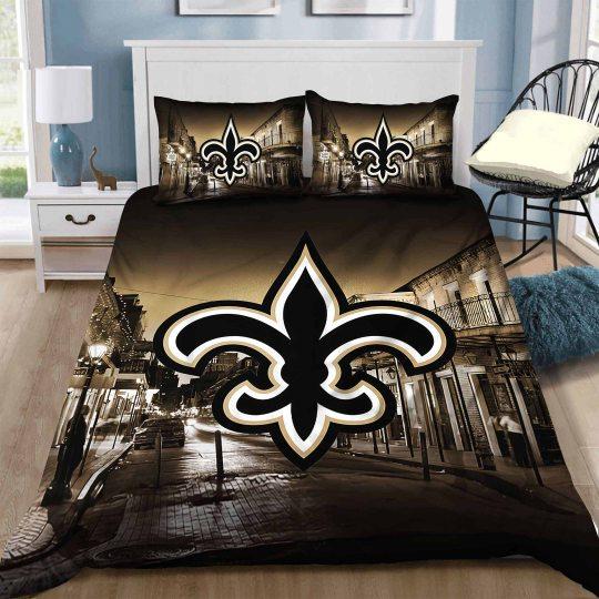BEST New Orleans Saints NFL logo city night Duvet Cover Bedding Set2