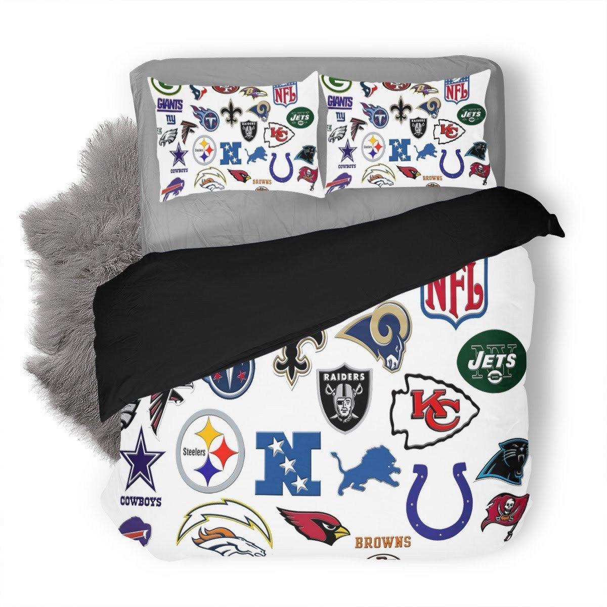 BEST NFL teams logo white Duvet Cover Bedding Set2