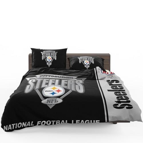 BEST Pittsburgh Steelers NFL black grey Duvet Cover Bedding Set1