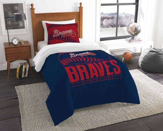 BEST Atlanta Braves MLB blue Duvet Cover Bedding Set2