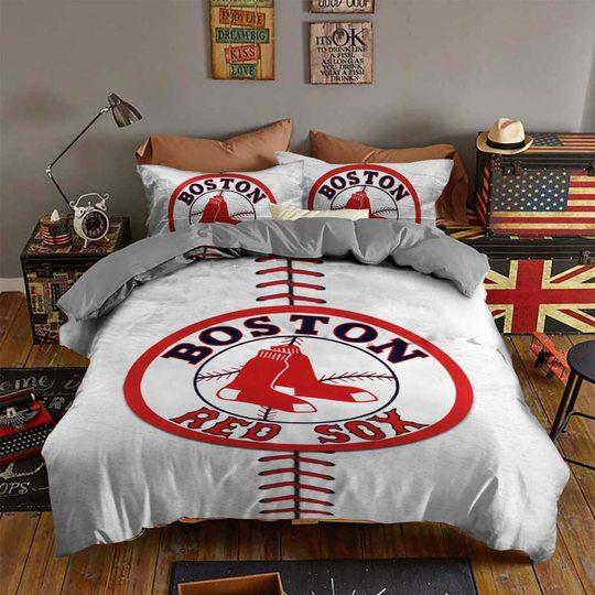 BEST Boston Red Sox MLB white Duvet Cover Bedding Set1