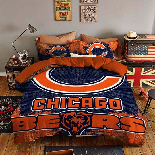 BEST Chicago Bears NFL blue orange Duvet Cover Bedding Set1