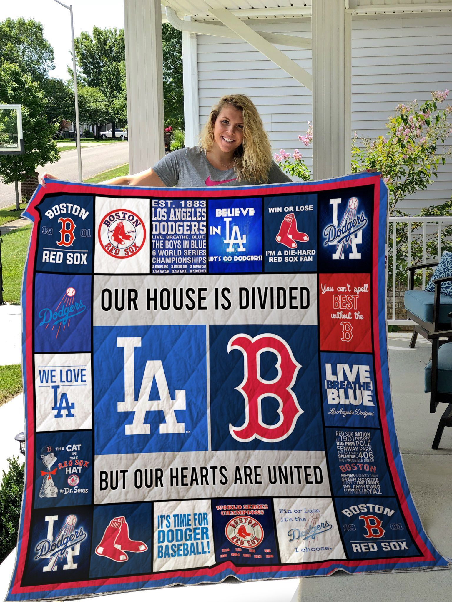 Los Angeles Dodgers And Boston Red Sox Custom Quilt