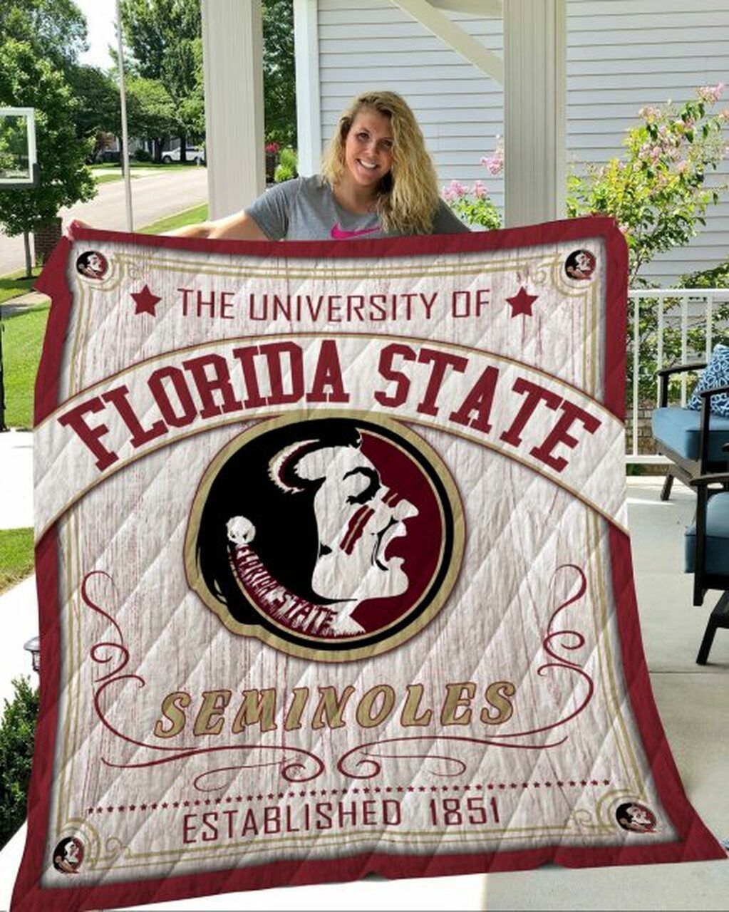 Ncaa Florida State Seminoles Quilt Blanket 56