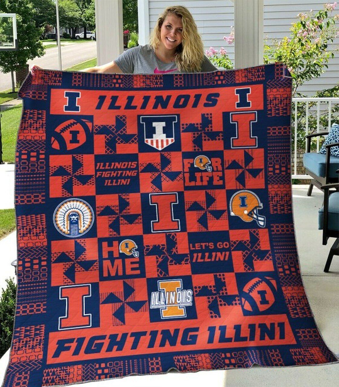 Ncaa Illinois Fighting Illini Quilt Blanket 418