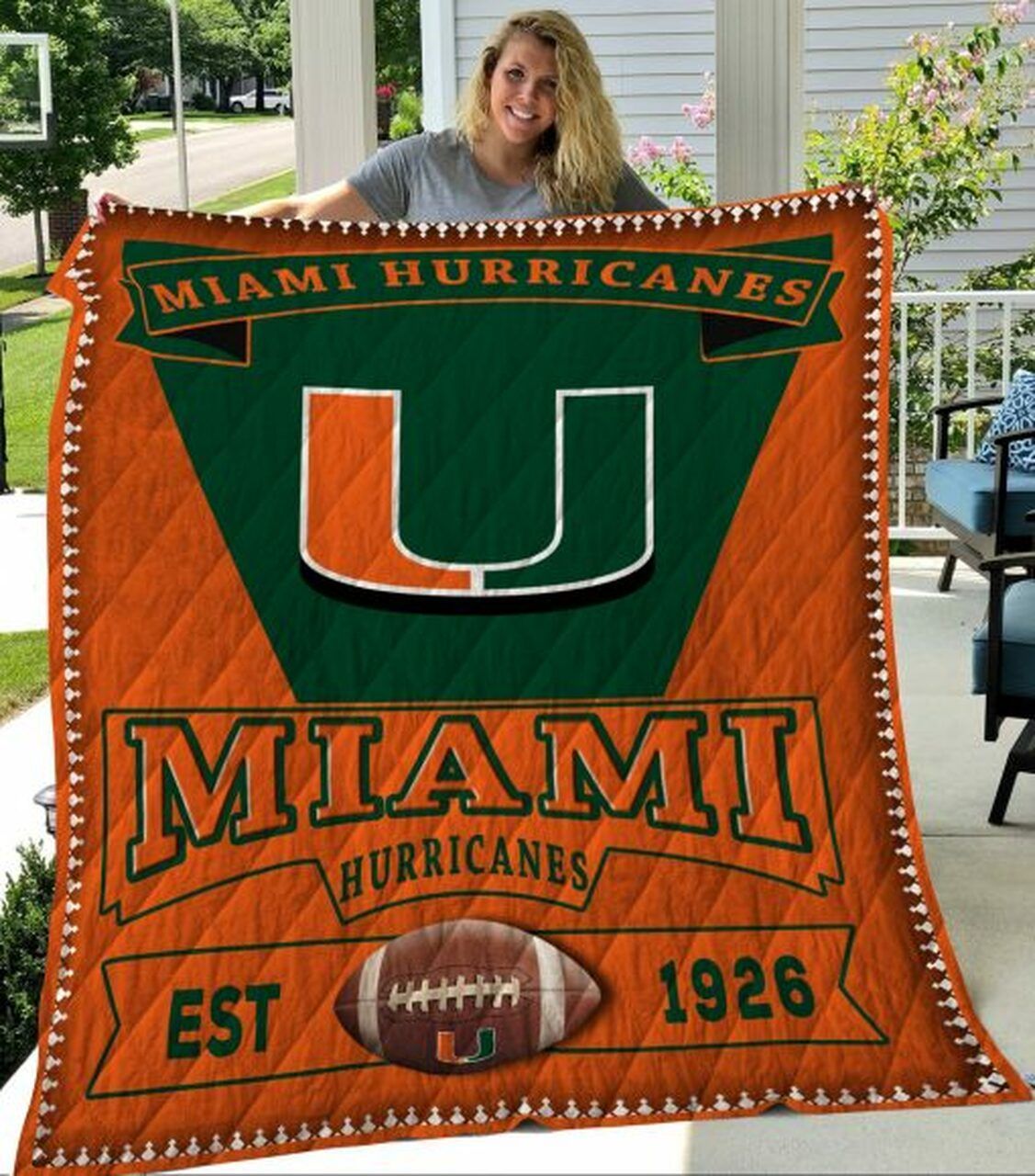 Ncaa Miami Hurricanes Quilt Blanket 138