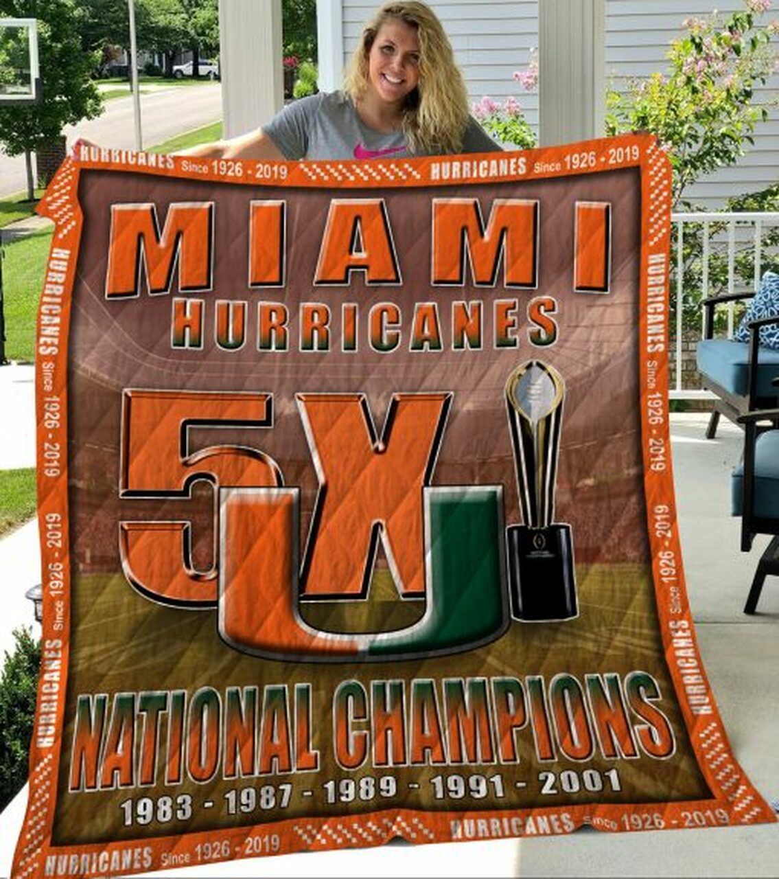 Ncaa Miami Hurricanes Quilt Blanket 150